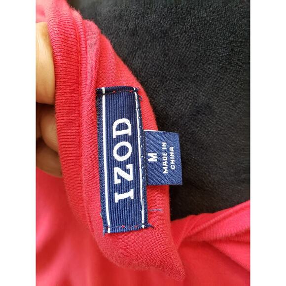 Women's IZOD Red Lace Shoulder Long Sleeve Top with Black Lace Detail Size M - Picture 8 of 11